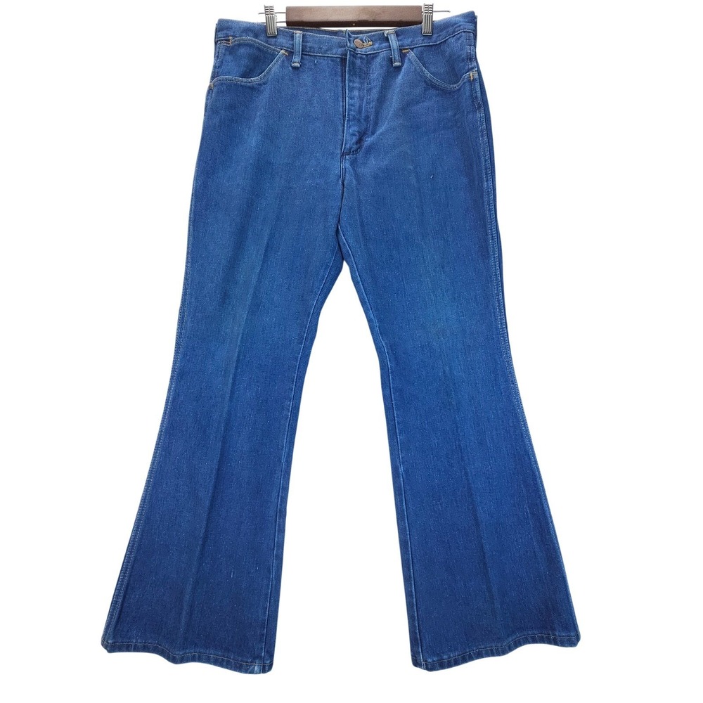 Vintage Wrangler Jeans Mens 34x28 Blue Bell Bottom Flare Western Streetwear